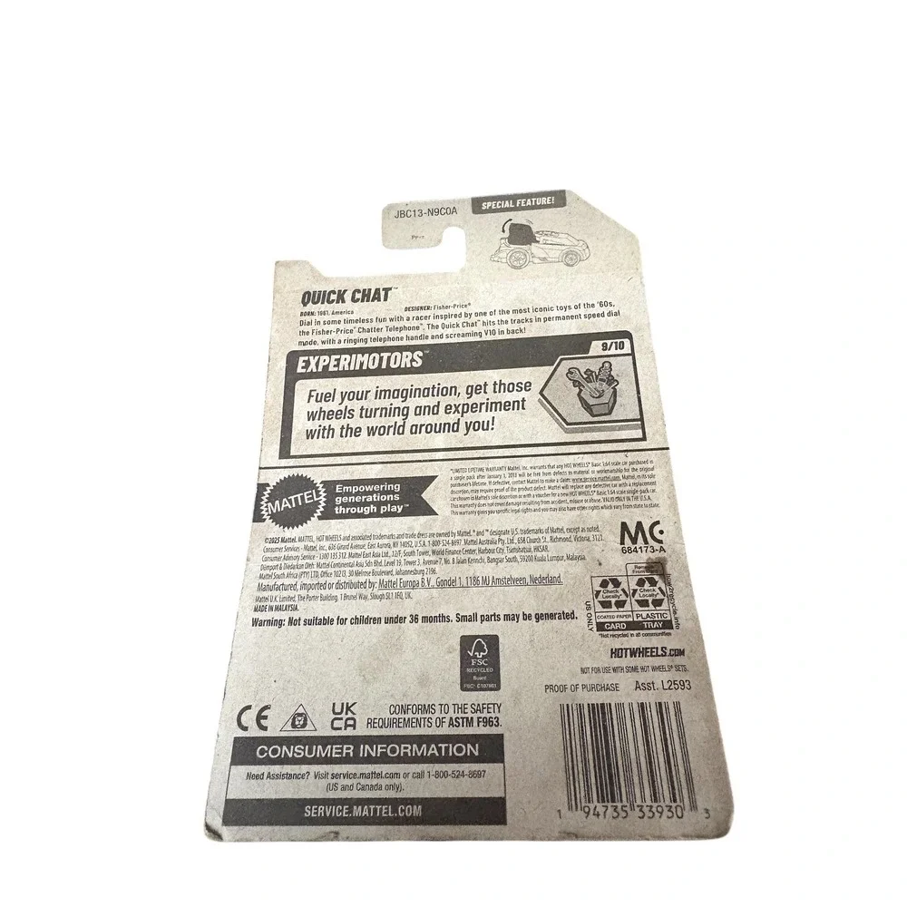 Hot Wheels Quick Chat 2025 Experimotors 9/10 Sealed Card Wear‎